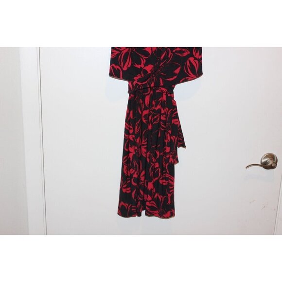 Norma Kamali Sleeveless Floral Wrap Dress Black & Red Size S - Picture 6 of 9